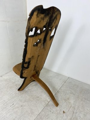 African Hand Carved Tribal Chair, 1960s-DE-842725