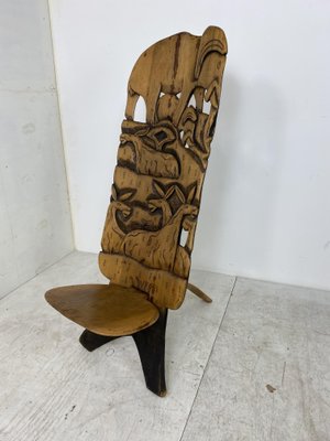 African Hand Carved Tribal Chair, 1960s-DE-842725