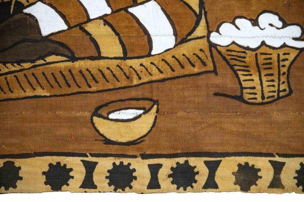 African Tapestry, Original Composition in Cotton Blanket, Mid-20th-Century-ZCI-1283800