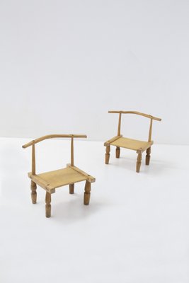 African Tiny Wooden Chairs, 1960s, Set of 2-RCE-1404784