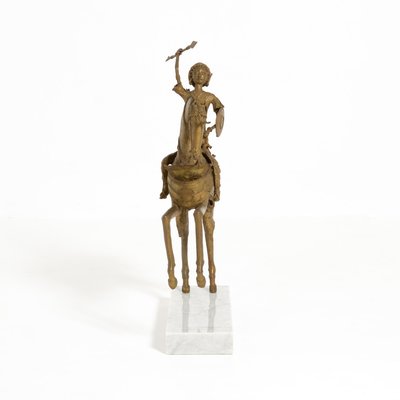 African Tribal Bronze Sculpture - Female Warrior on a Horse-VT-849286