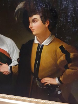 After Caravaggio, Figurative Scene, 1800s, Oil on Canvas, Framed-AKA-1794670