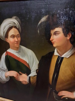 After Caravaggio, Figurative Scene, 1800s, Oil on Canvas, Framed-AKA-1794670