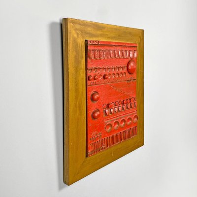 After Carlos Carlè, Argentine Modern Sculpture Painting, 1974, Red Ceramic & Gilt Wood-GDD-2041605