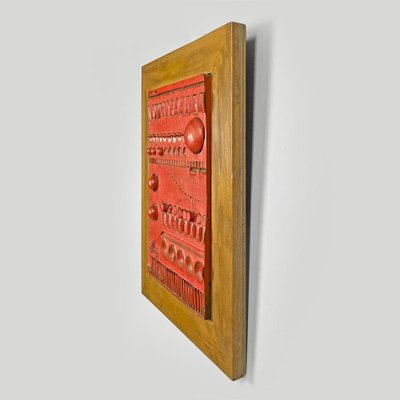 After Carlos Carlè, Argentine Modern Sculpture Painting, 1974, Red Ceramic & Gilt Wood-GDD-2041605