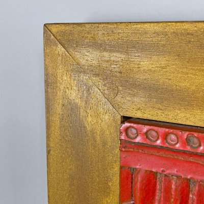 After Carlos Carlè, Argentine Modern Sculpture Painting, 1974, Red Ceramic & Gilt Wood-GDD-2041605