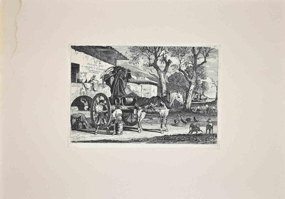 After Charles Coleman, Roman Countryside with the Carriage, Original Etching, 1992-ZCI-1379754