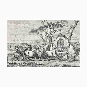 After Charles Coleman, The Bulls' Fight in Roman Countryside, Original Etching, 1992-ZCI-1379831