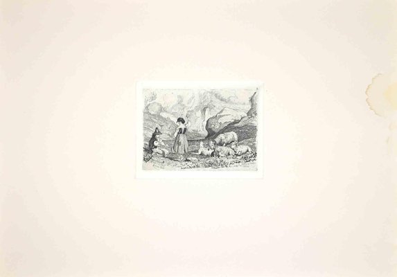 After Charles Coleman, The Shepherd Playing in Roman Countryside, Etching, 1992-ZCI-1379705