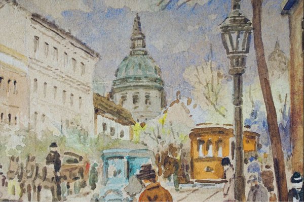 After Childe Hassam, Street Scene, 1890s-1910s, Watercolor-QOR-2028960