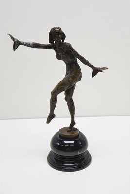 After D H Chiparus, Art Deco Phoenician Dancer, 1920s, Bronze-CJU-1751786