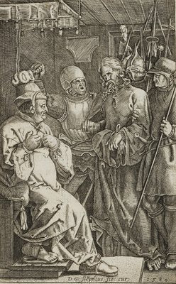 After Dürer, D. Stampelius, Christus vor Kaiphas, 1580s, Copper on Paper-OJR-1273231