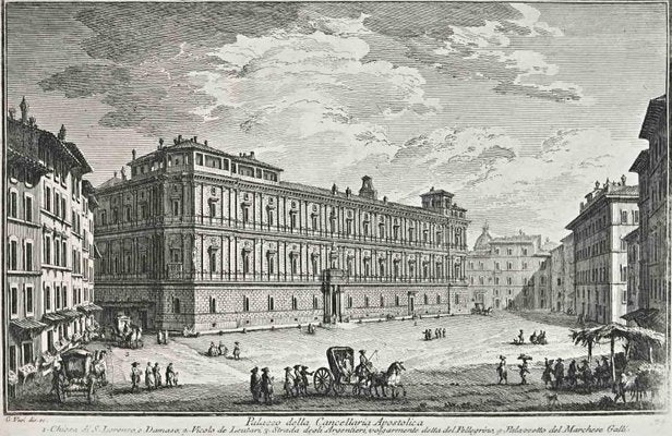 After Giuseppe Vasi, Palazzo della Cancelleria Apostolica, Etching, 18th Century-ZCI-1380145