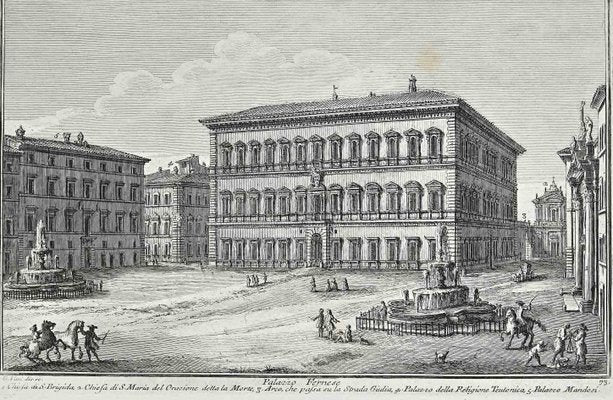 After Giuseppe Vasi, Palazzo Farnese, Etching, Late 18th Century-ZCI-1380186