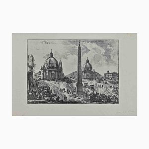 After Giuseppe Vasi, Piazza del Popolo, Original Etching, 18th Century-ZCI-1380112