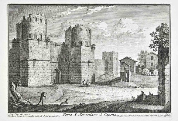 After Giuseppe Vasi, Porta S.Sebastiano, Etching, Late 18th Century-ZCI-1380197