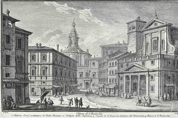 After Giuseppe Vasi, S.Eustachio Church, Etching, Late 18th Century-ZCI-1380181