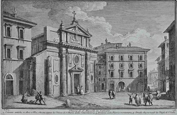 After Giuseppe Vasi, S.Niccolo in Carcere Church, Etching, 18th Century-ZCI-1380150