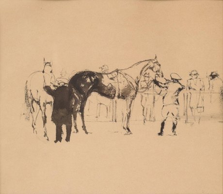 After Henri de Toulouse-Lautrec. Horses at the Races, Early 20th Century, Ink on Paper-AOI-1419996