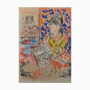 After Henri Matisse, Study of a Girl, 1960s, Crayon on Paper-AOI-1813081