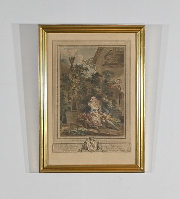 After I.S. Helman, Le Jardinier Galant, 1900, Color Engraving, Framed-RVK-1762915