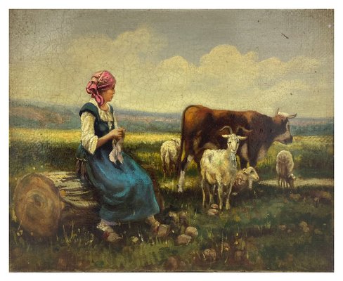 After Julien Dupre, Country Scene, 2008, Oil on Canvas, Framed-YUW-1314617