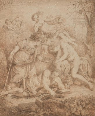 After Louis Fabricius Dubourg, Allegorical Scene, Sepia Drawing, Early 1700s-ZCI-1770083