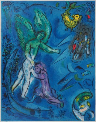 After Marc Chagall, La lutte de Jacob et de l’ange, Lithograph-KHH-1282238