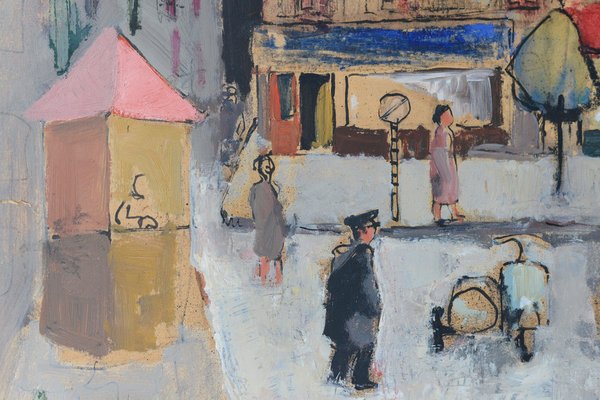 After Maurice Utrillo, French Square, 1950s, Gouache on Paper-AOI-1813079