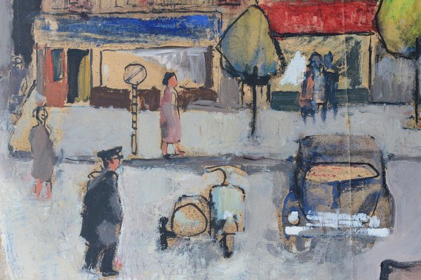 After Maurice Utrillo, French Square, 1950s, Gouache on Paper-AOI-1813079