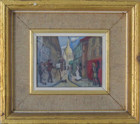 After Michel Georges-Michel, Montmartre Scene, Mid-20th Century, Oil on Board, Framed-AOI-1110901