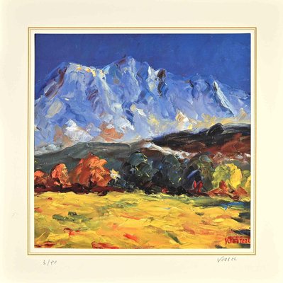 After Nicholas Verrall, Landscape with Mountain, Lithograph, Late 20th Century-ZCI-2025279