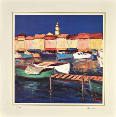 After Nicholas Verrall, The Picturesque Harbor, Lithograph, Late 20th Century-ZCI-2029170