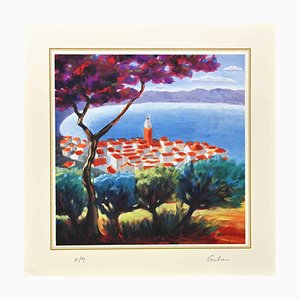 After Nicholas Verrall, The Village on the Lake, Lithograph, Late 20th Century-ZCI-2029118