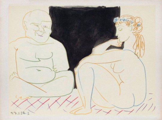 After Pablo Picasso, Comédie Humaine: 27.1.54. I, 1954, Lithograph on Rivoli Paper-FMZ-1176928