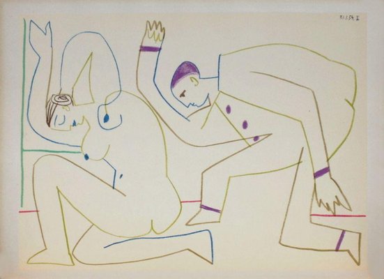 After Pablo Picasso, Comédie Humaine: 31.1.54 II, 1954, Lithograph on Rivoli Paper-FMZ-1176931