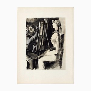 After Pablo Picasso, Comédie Humaine - Femme Et Peintre II, 1954, Photolithograph on Rivoli Paper-FMZ-1176923