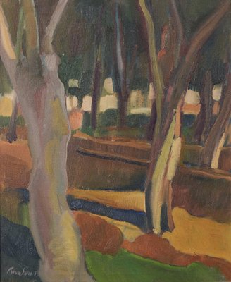 After Paul Gauguin, Forest Landscape, Late 20th Century, Oil on Canvas, Framed-AOI-1123072