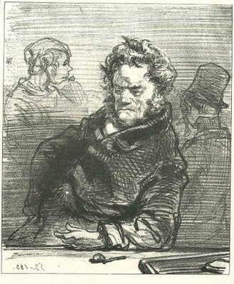 After Paul Gavarni, A Pensive Man, Original Lithograph, 1881-ZCI-2029726