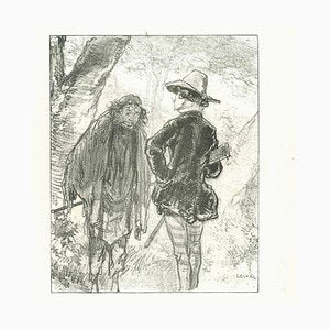 After Paul Gavarni, The Conversation of Vagabond and Hunter, Original Lithograph, 1881-ZCI-2029699