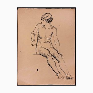 After Paul Grain, Nude of Woman, Original Ink Drawing, Mid-20th Century-ZCI-1420185