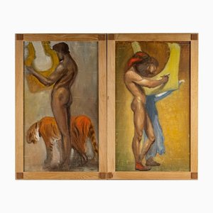 After Paul Jouve, Paintings, Oil on Canvas, Framed, Set of 2-UQL-1154779