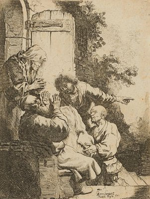 After Rembrandt, Joseph's Skirt Is Brought to Jacob, 17th-century, Etching-OJR-1273234