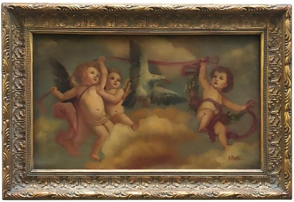 After Rubens, Italian Cherubs Painting, 2006, Oil on Copper, Framed-YUW-1314799