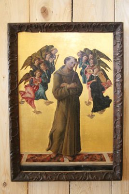 After Sandro Botticelli, St. Francis of Assisi with Angels, 1800s, Oil on Canvas, Framed-KMQ-1449661