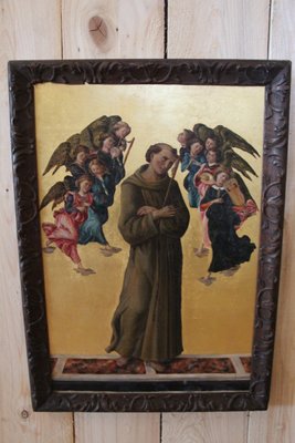 After Sandro Botticelli, St. Francis of Assisi with Angels, 1800s, Oil on Canvas, Framed-KMQ-1449661