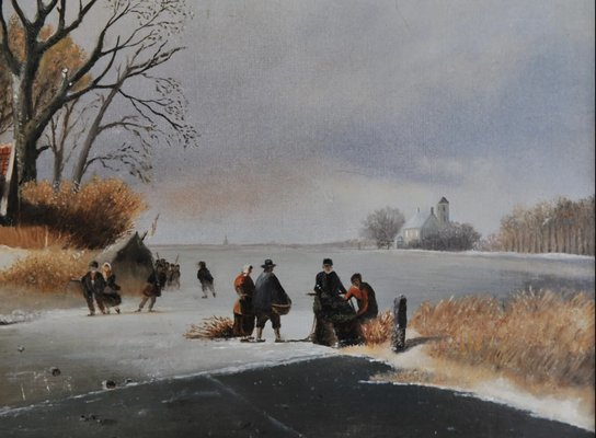 After Théodore De Reuver, Winter Landscape, 1700s-1800s, Oil on Wood-QOR-2028849