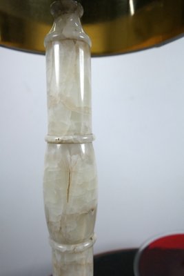 Agate Stone Table Lamp with Satin Lampshade, 1970s-UWE-845346