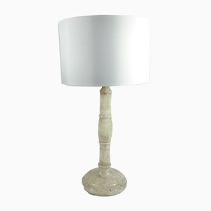 Agate Stone Table Lamp with Satin Lampshade, 1970s-UWE-845346