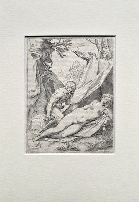 Agostino Caracci (1557, Bologna - 1602, Parma), Satyr Nymph, Copper Engraving-QFT-1734303